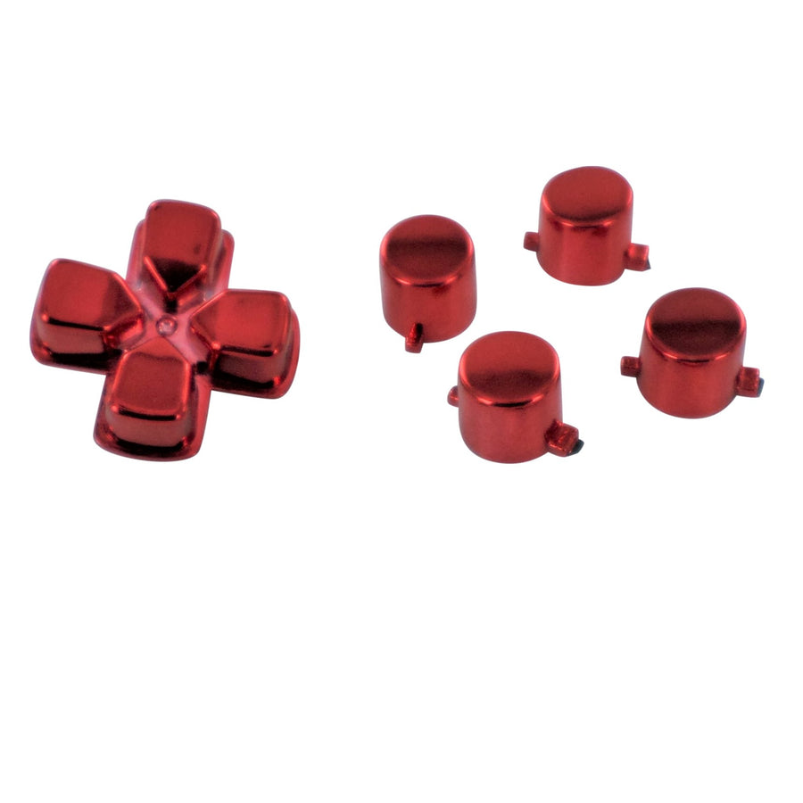 Replacement Action Button & D-Pad Set For Sony PS4 Controllers - Chrome Red | ZedLabz