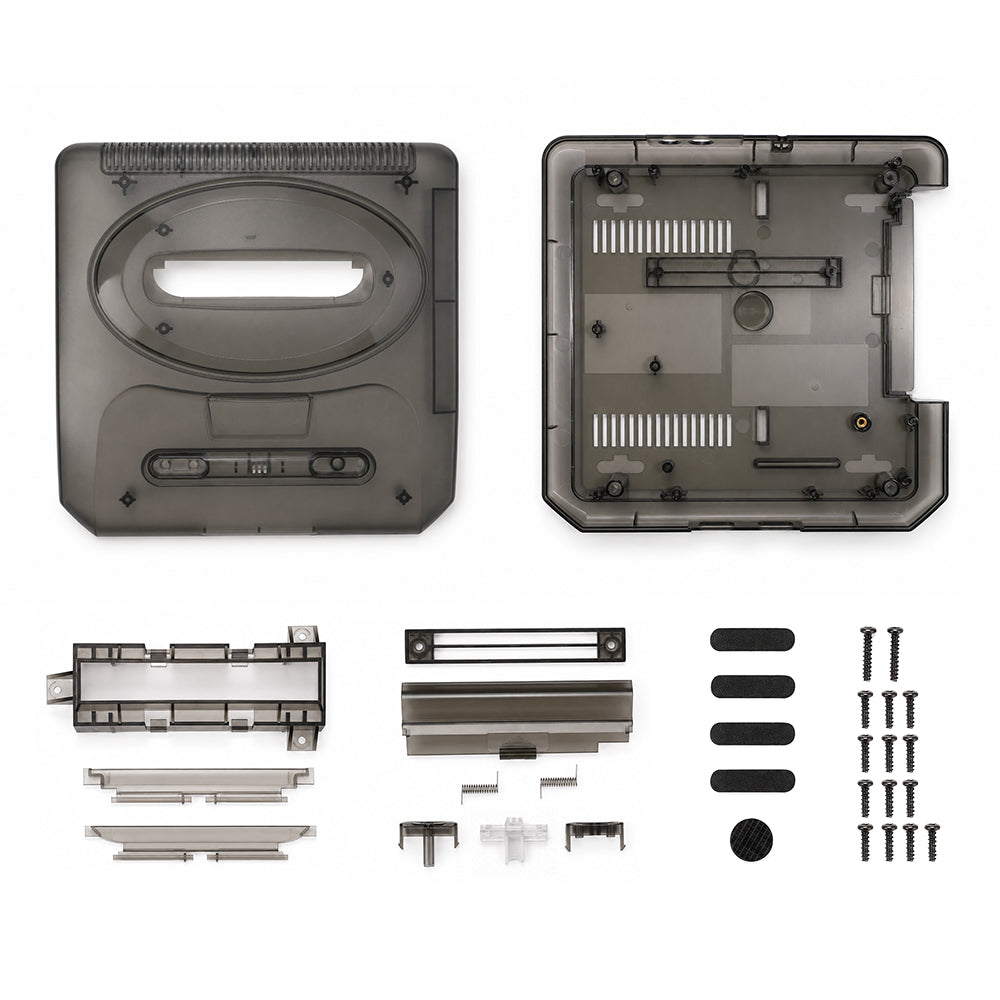 Replacement console shell housing for Sega Mega Drive 2 / Genesis 2 - Clear Black | XYAB