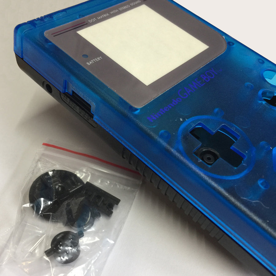 ZedLabz two tone replacement housing shell case mod kit for Nintendo Game Boy DMG-01 - clear blue & black