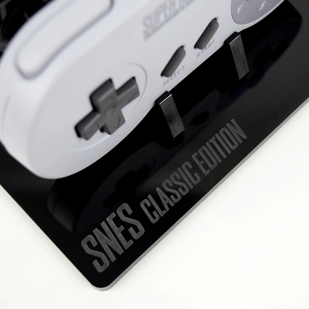 Displai Pro stand for Nintendo SNES Classic console & controllers - Crystal Black | Rose Colored Gaming - 3