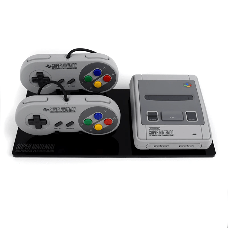 Displai Pro stand for Nintendo SNES Super Classic PAL/European console & controllers - Crystal Black | Rose Colored Gaming - 1