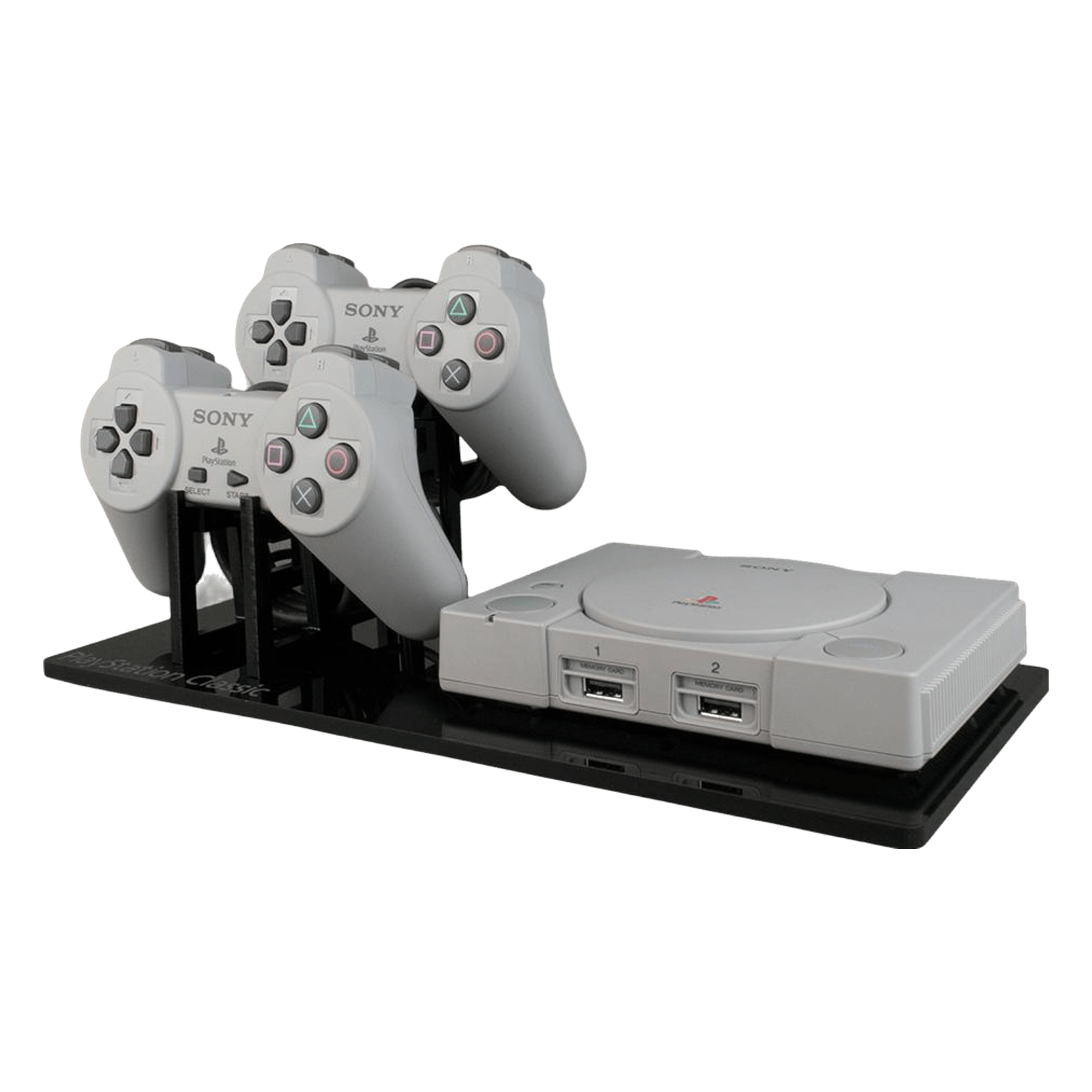 Displai Pro stand for Sony PlayStation Classic PSX mini console holder console & controllers - Crystal Black | Rose Colored Gaming - 3