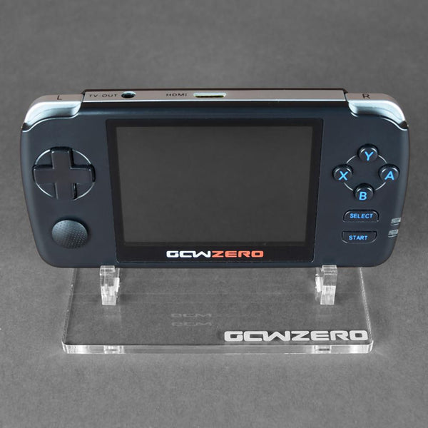 Display stand for GCW Zero handheld console - Crystal Clear | Rose Colored Gaming