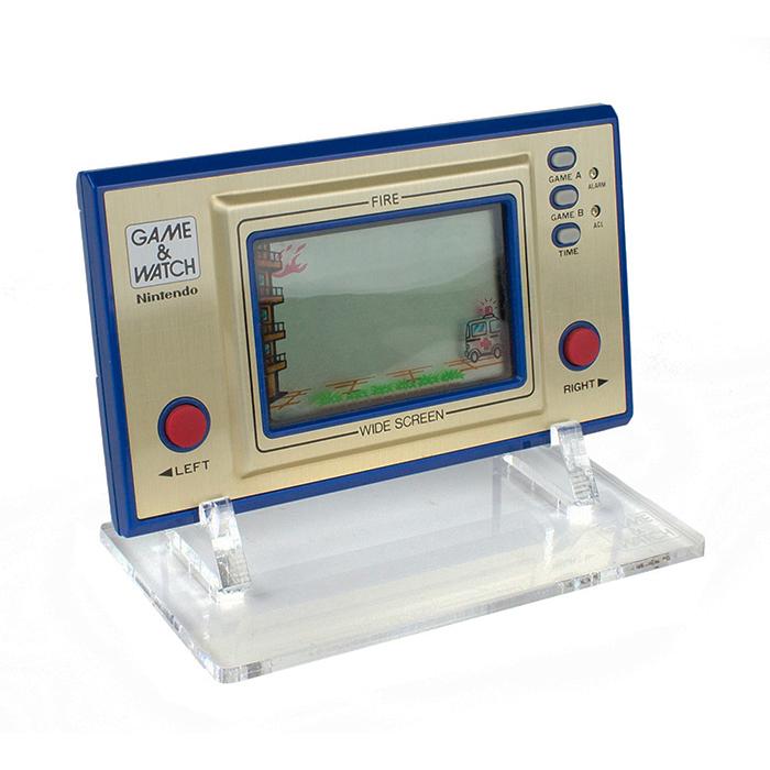 Display stand for Nintendo Game & Watch Silver - Gold Widescreen console - Crystal Clear | Rose Colored Gaming - 1