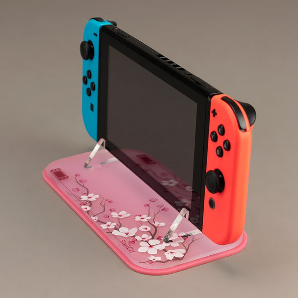Display stand for Nintendo Switch handheld console - Sakura cherry Blossom UV printed | Rose Colored Gaming