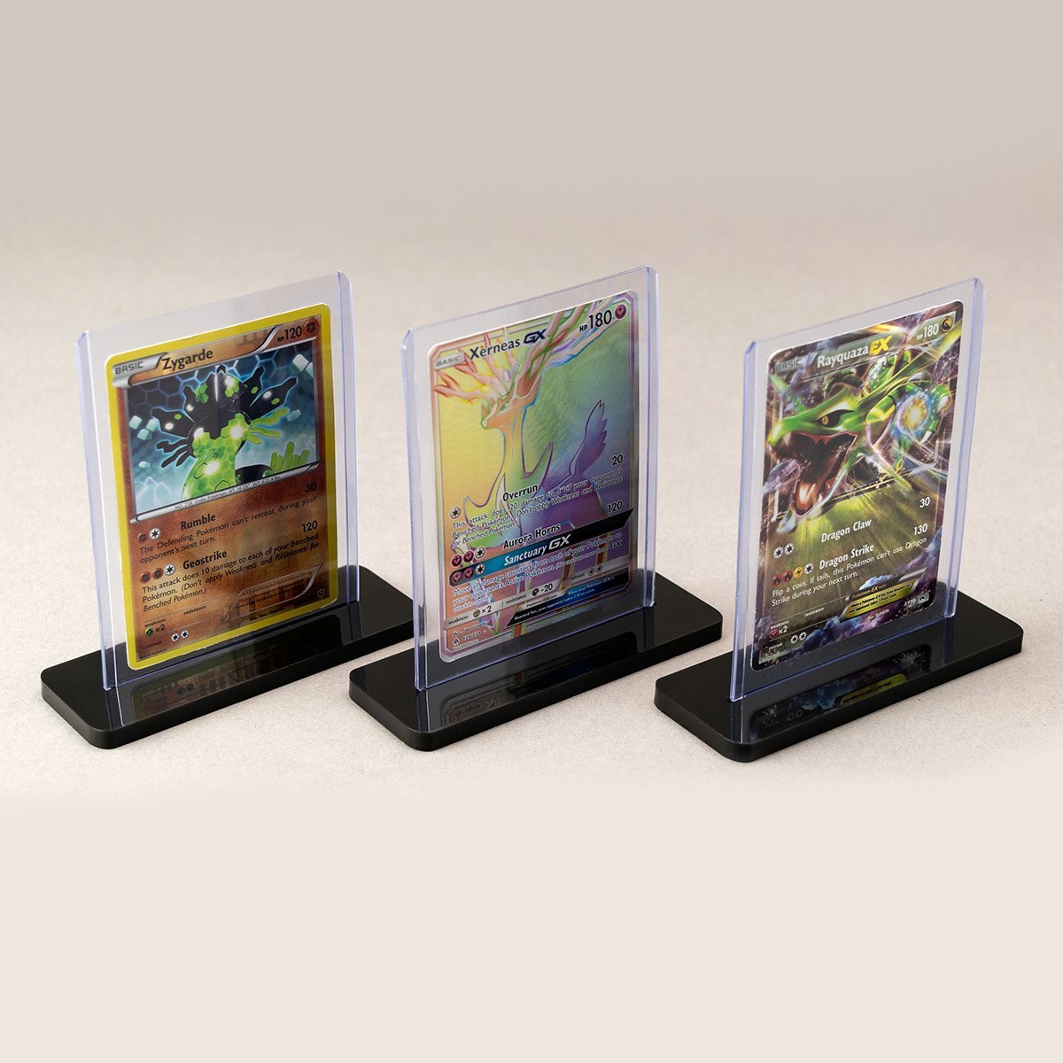 Display stand for toploader trading card pokemon, YuGiOh, MtG, Sports etc - 5 pack crystal black | Rose Colored Gaming - 2