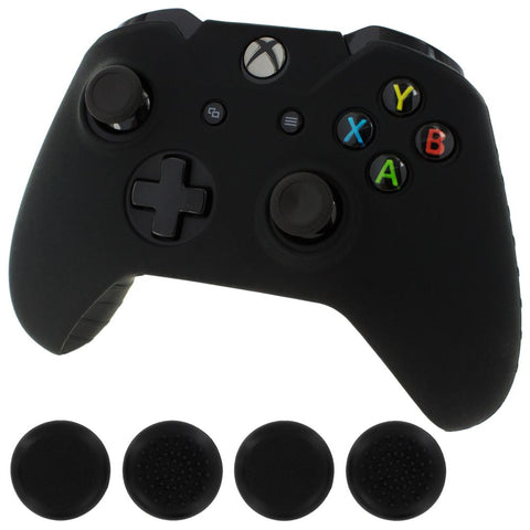 ZedLabz silicone rubber skin grip cover & thumb grip pack for Xbox One controller - black