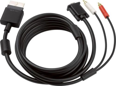 Official HD high definition RCA VGA AV cable for Microsoft Xbox 360 - Black (bulk packaged)