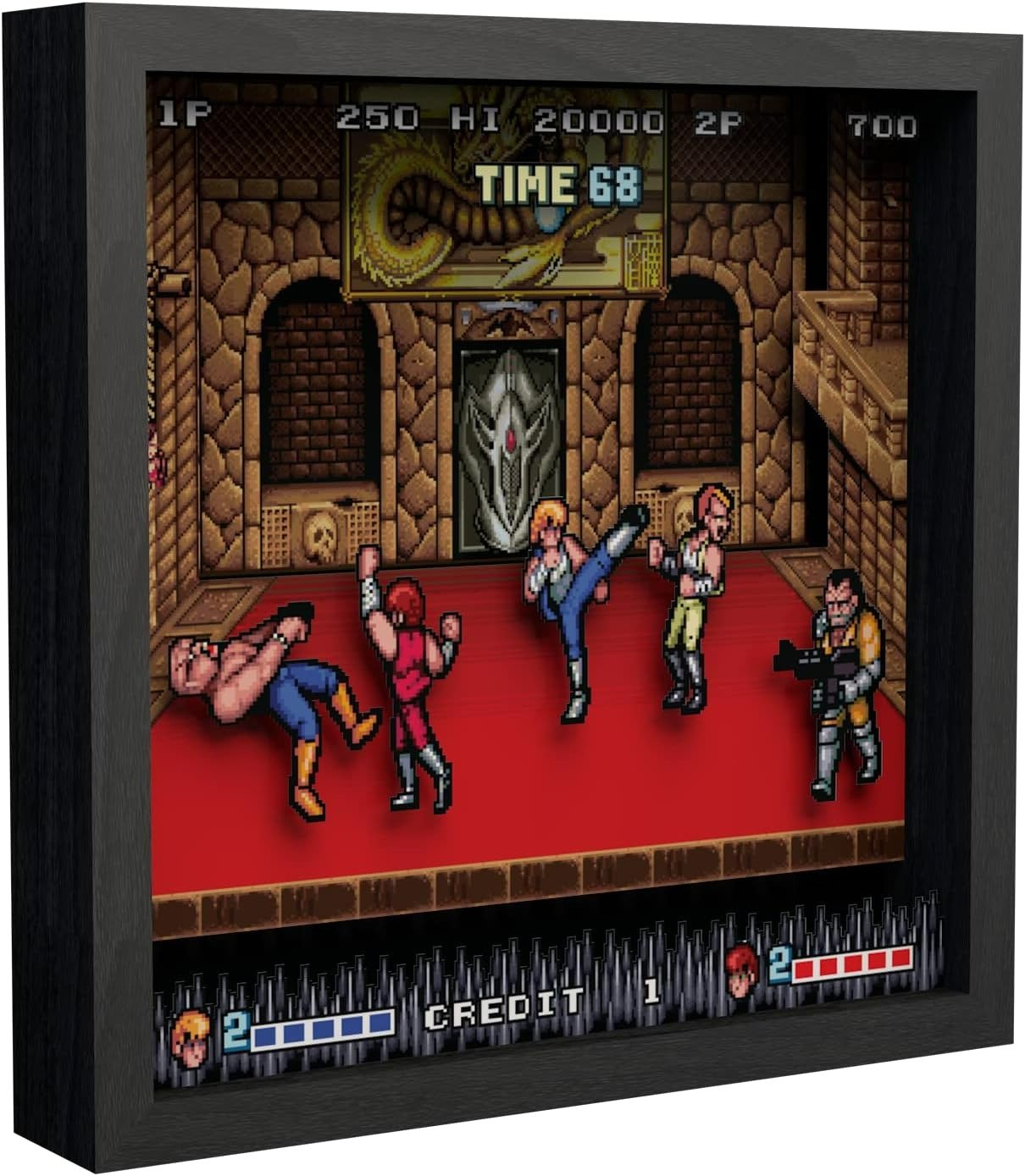 Double dragon video game (1987) shadow box art officially licensed 9x9 inch (23x23cm) | Pixel Frames - 3