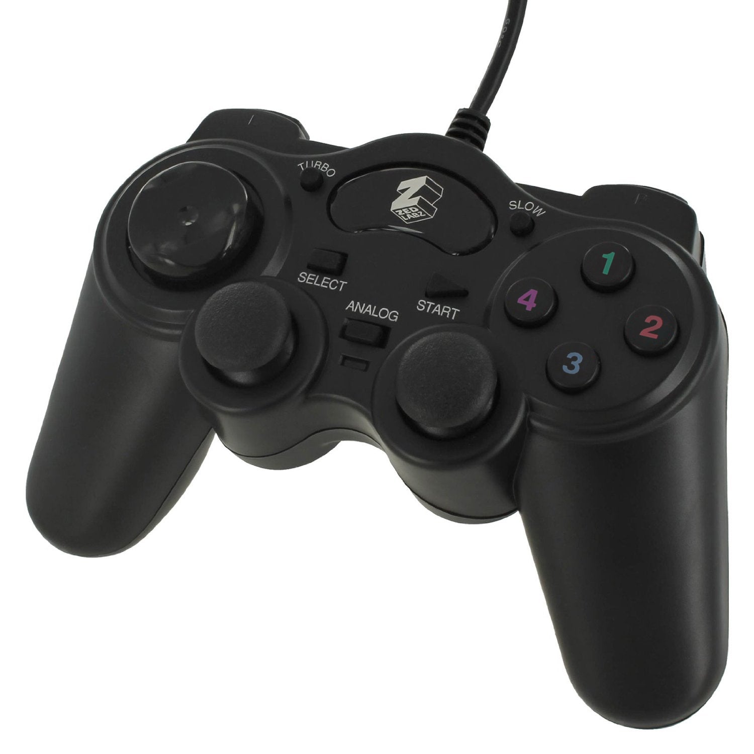 Double shock turbo controller for Sony PS2 & PS1 wired analog compatible replacement - Black REFURB | ZedLabz - 2