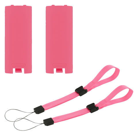 Battery Cover & Wrist Strap Kit For Nintendo Wii Remote Controller - 4 In 1 Pack Pink | ZedLabz