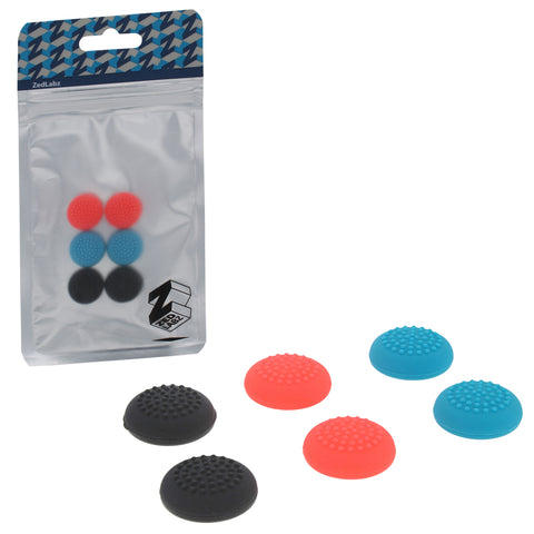 Premium thumb grips for Nintendo Switch Lite & Switch Joy-Con controllers raised dotted joy stick silicone caps - 6 pack multi colour | ZedLabz