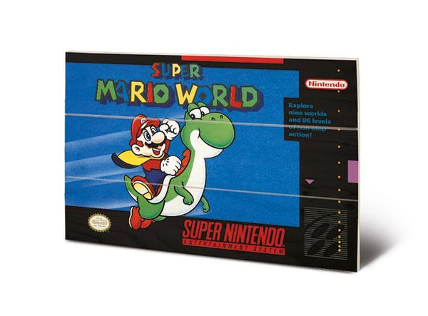 Super Mario World 20 x 29.5cm Wood Panel Print wall art Super Nintendo officially licensed | Pyramid