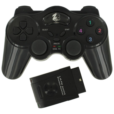 ZedLabz wireless RF double shock vibration controller for Sony PlayStation 2 PS2 - black