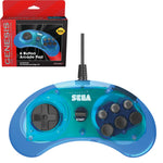 6-button Arcade Pad wired controller for Sega Mega Drive & Genesis officially licensed - 10ft (3 meters) Blue | Retro-Bit