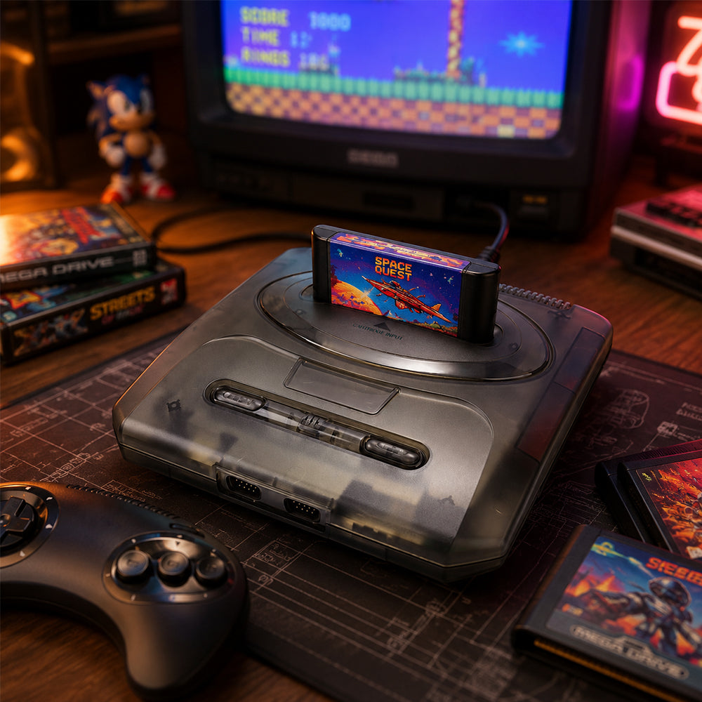 Replacement console shell housing for Sega Mega Drive 2 / Genesis 2 - Clear Purple | XYAB
