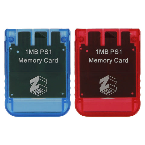 Memory card for PS1 Sony 1MB 15 block PS one PSX PS2 compatible - 2 pack Blue & Red | ZedLabz