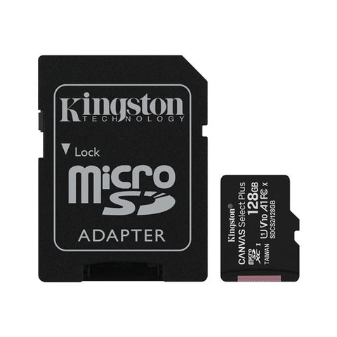 128GB canvas select plus Class 10 micro SD memory card in SD adapter | Kingston