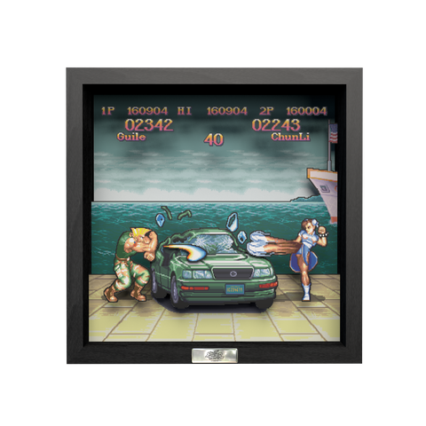 Street Fighter Car Scene video game (1991) shadow box art officially licensed 9x9 inch (23x23cm) | Pixel Frames