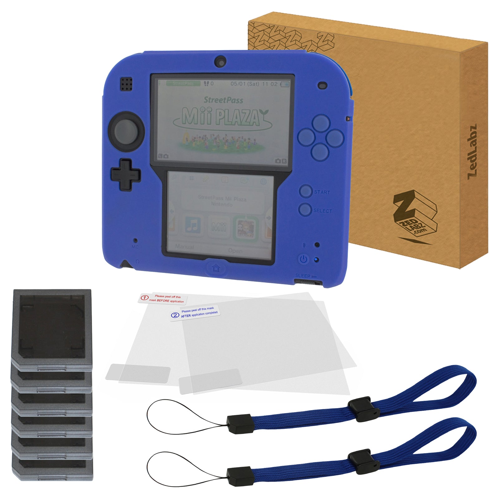 Essentials kit for Nintendo 2DS inc silicone cover, screen protectors, game cases & wrist straps | ZedLabz - 11