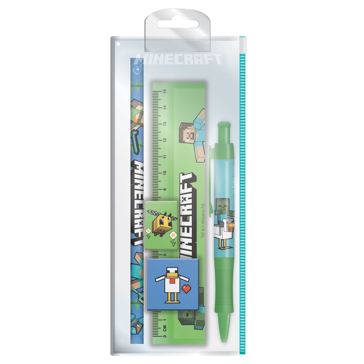 Minecraft characters 5 piece school stationery set officially licensed | Pyramid