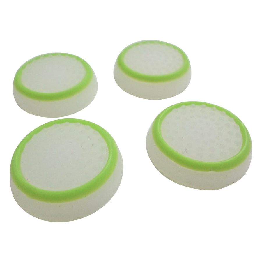 Glow in the dark dotted thumbstick grips for PS4  - 4 pack white & green | ZedLabz