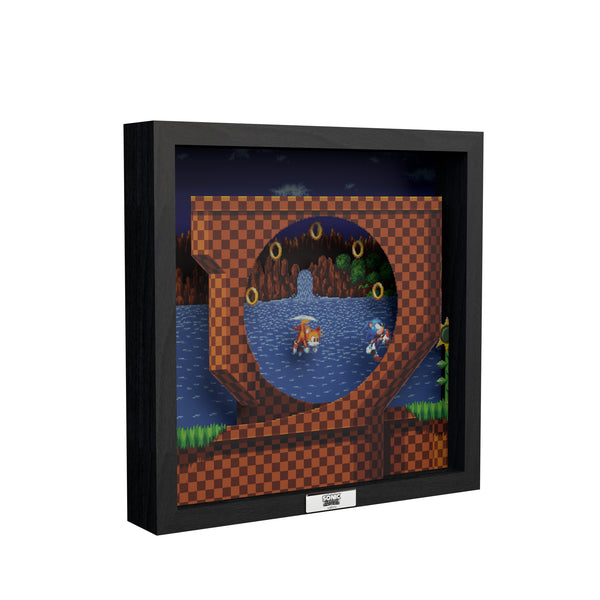 Sonic Mania Green Hill Zone shadow box officially licensed 9x9 inch (23x23cm) | Pixel Frames
