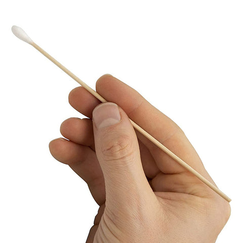 Pure cotton cleaning buds 15cm length wooden stick swabs - 100 pack | ZedLabz