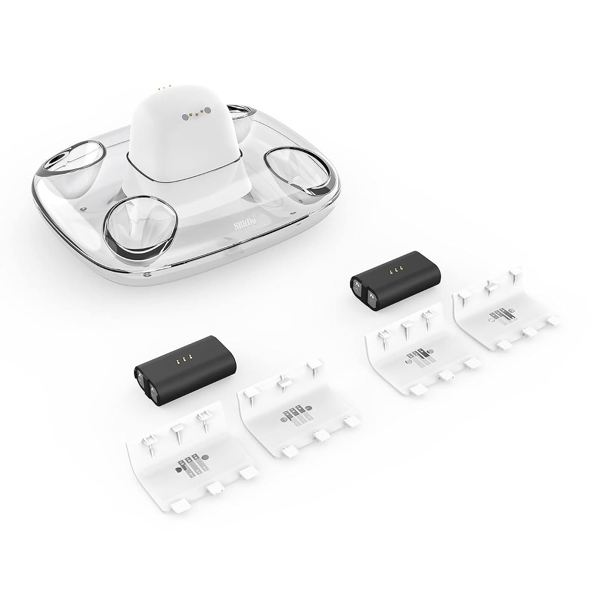 Dual Charging Dock for Xbox wireless controllers with 2 battery packs - officially licensed - White (EU plug) | 8BitDo