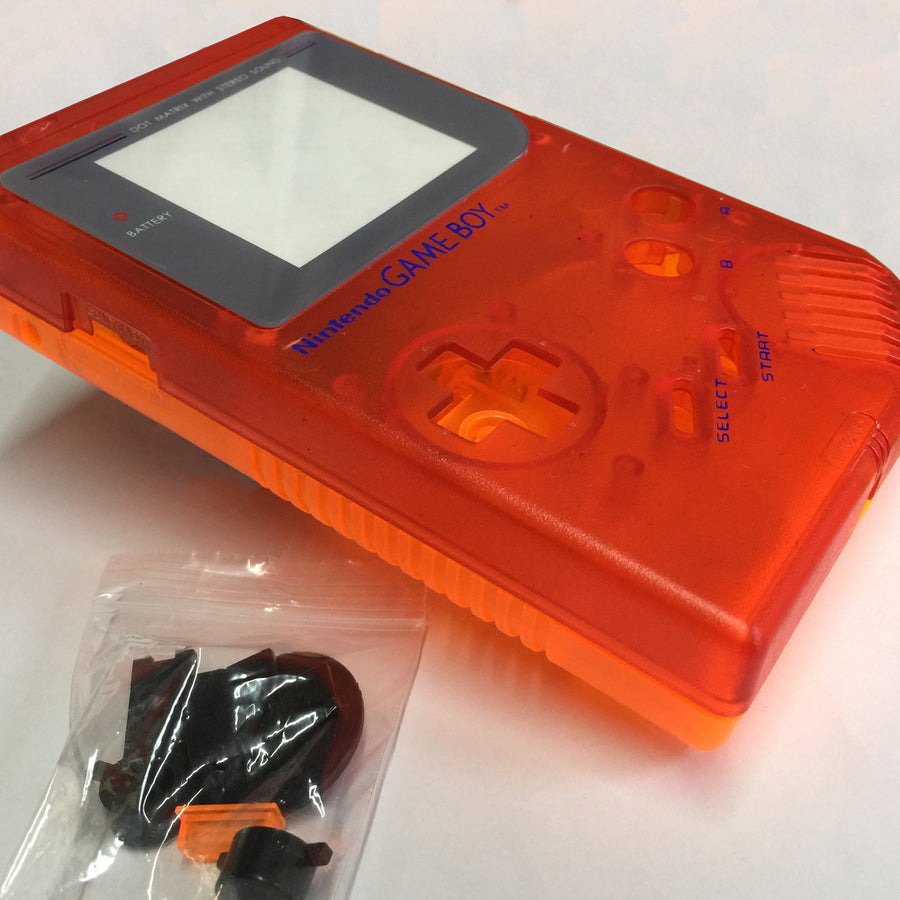 ZedLabz two tone replacement housing shell case mod kit for Nintendo Game Boy DMG-01 - clear red & orange