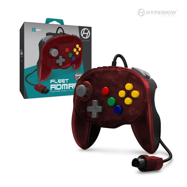Fleet Admiral premium wired mini controller for Nintendo 64 [N64] - Fire red | Hyperkin