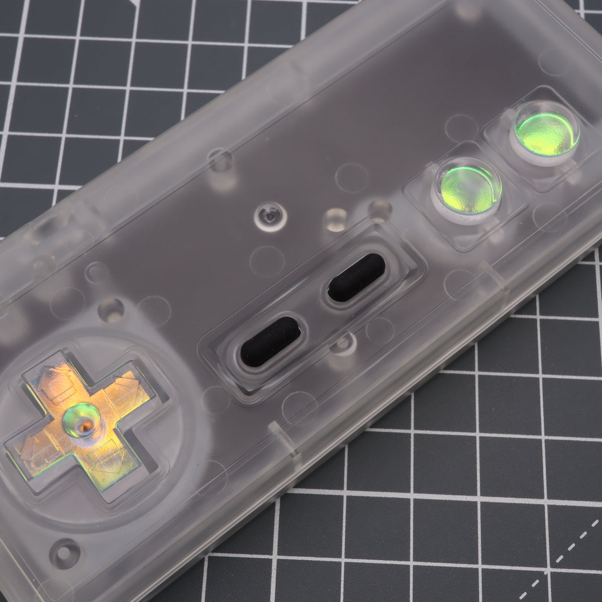 Hand cast custom resin buttons for Nintendo NES controller NES-004 (also fits Game Boy DMG-01) - Sunset Opal | Lab Fifteen Co