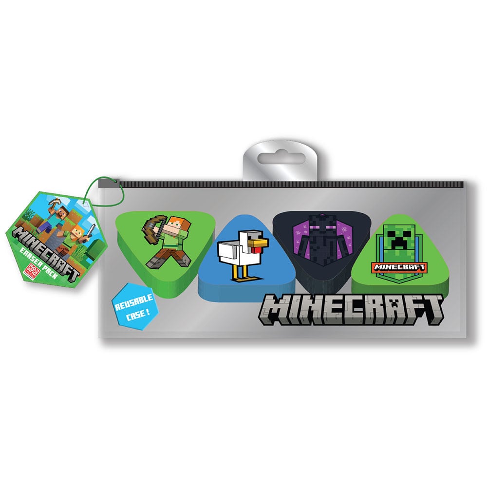 Minecraft characters rubber eraser set school stationery | Pyramid