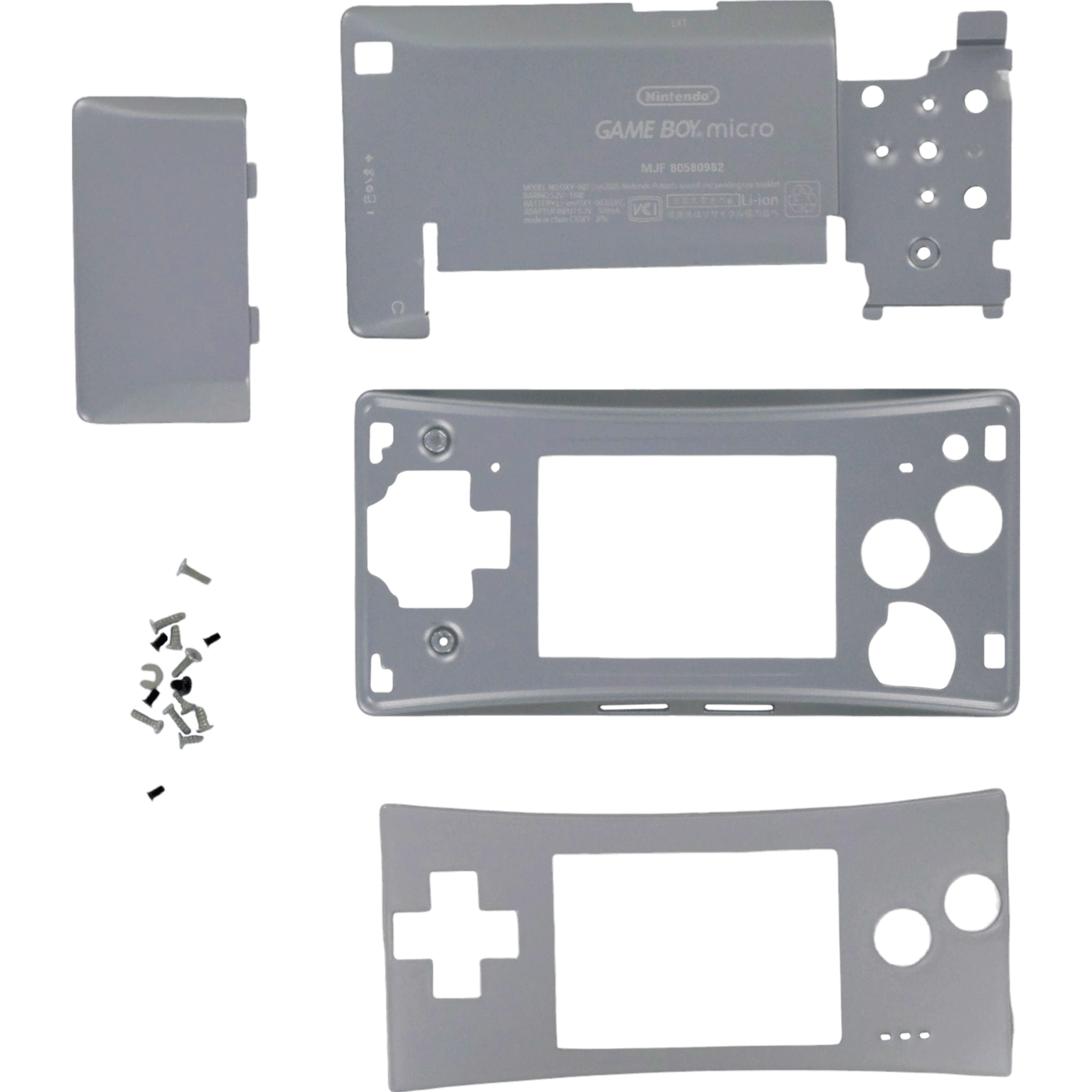 Full housing shell for Nintendo Game Boy Micro console replacement mod kit - Chrome Silver | ZedLabz - 1