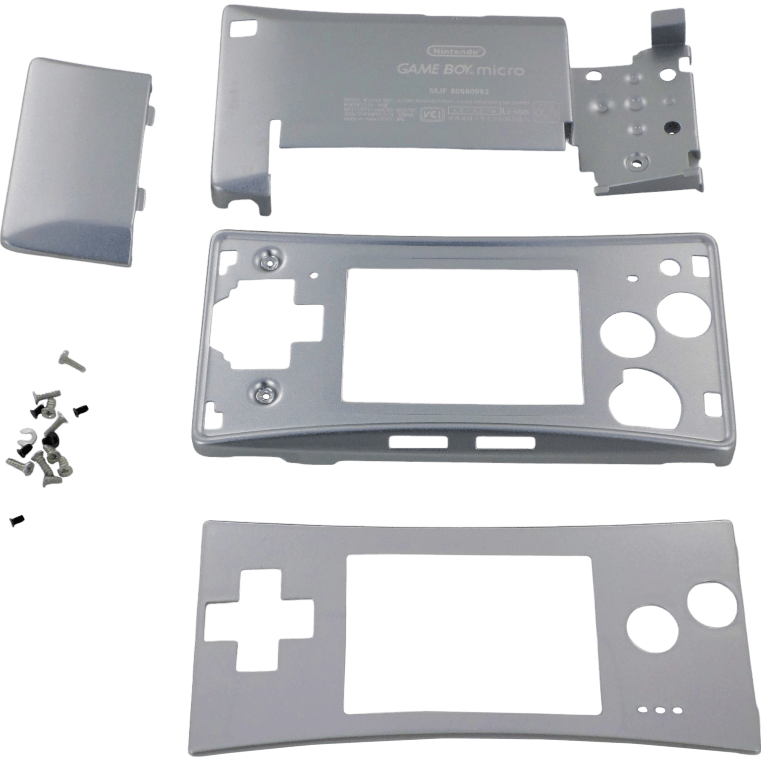 Full housing shell for Nintendo Game Boy Micro console replacement mod kit - Chrome Silver | ZedLabz - 3