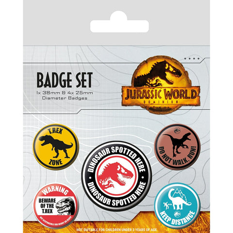 Jurassic World: Dominion warning signs official badge pack of 5 | Pyramid