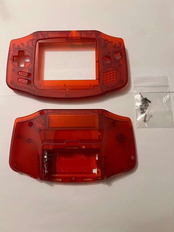 Game boy advance shell clear red - incomplete no battery cover opened box | FunnyPlaying - 1