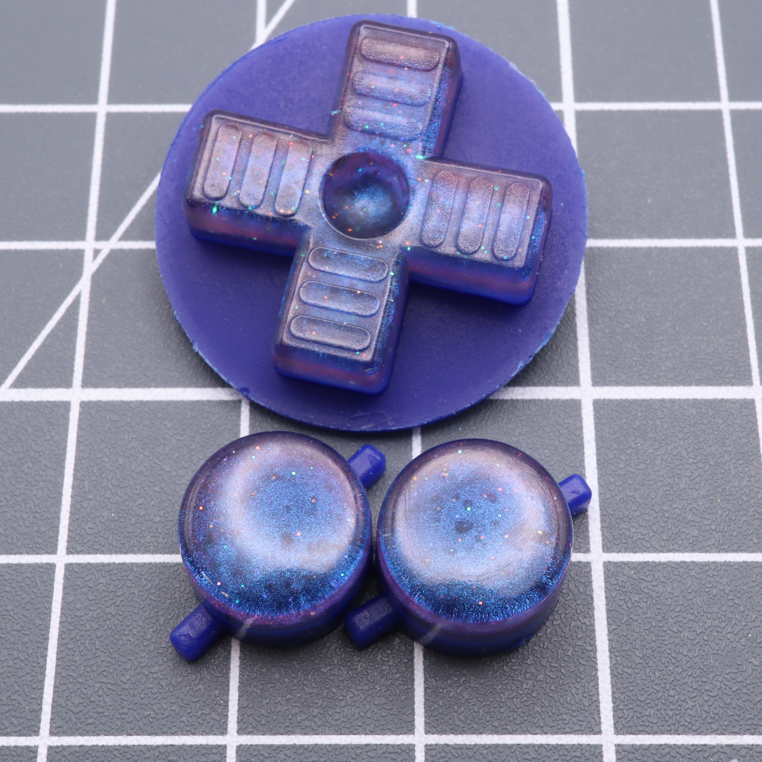 Hand cast resin buttons for Nintendo Game Boy Original DMG-01 (Game Boy Classic) - Cosmic blue | Lab Fifteen Co