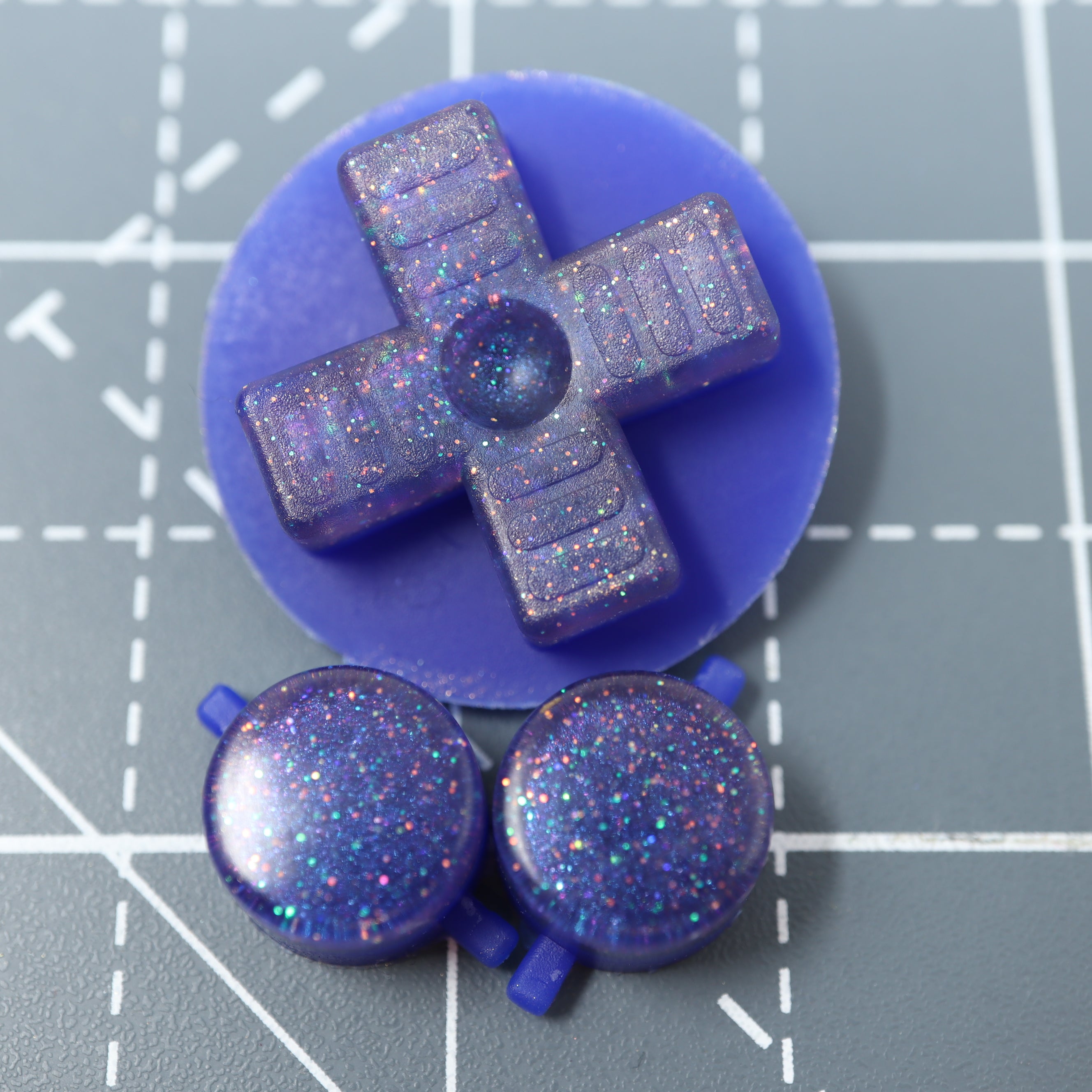 Hand cast resin buttons for Nintendo Game Boy Original DMG-01 (Game Boy Classic) - Cosmic blue | Lab Fifteen Co