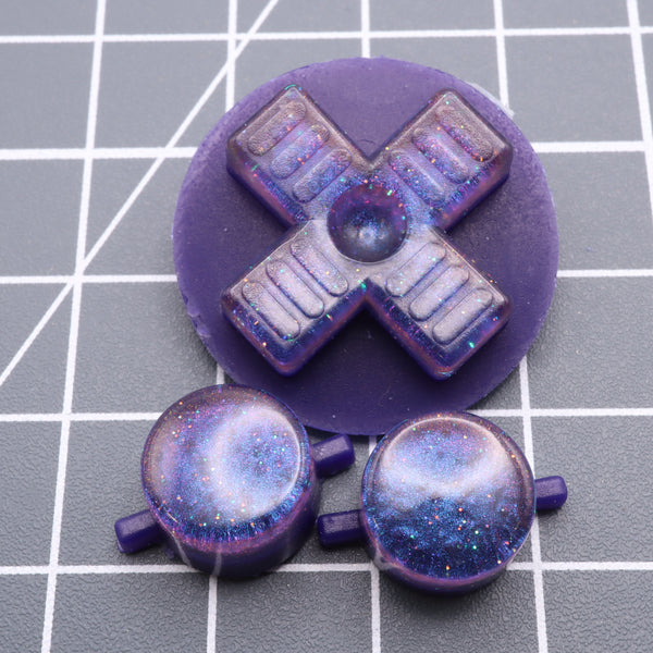 Hand cast resin buttons for Nintendo Game Boy Original DMG-01 (Game Boy Classic) - Cosmic purple | Lab Fifteen Co