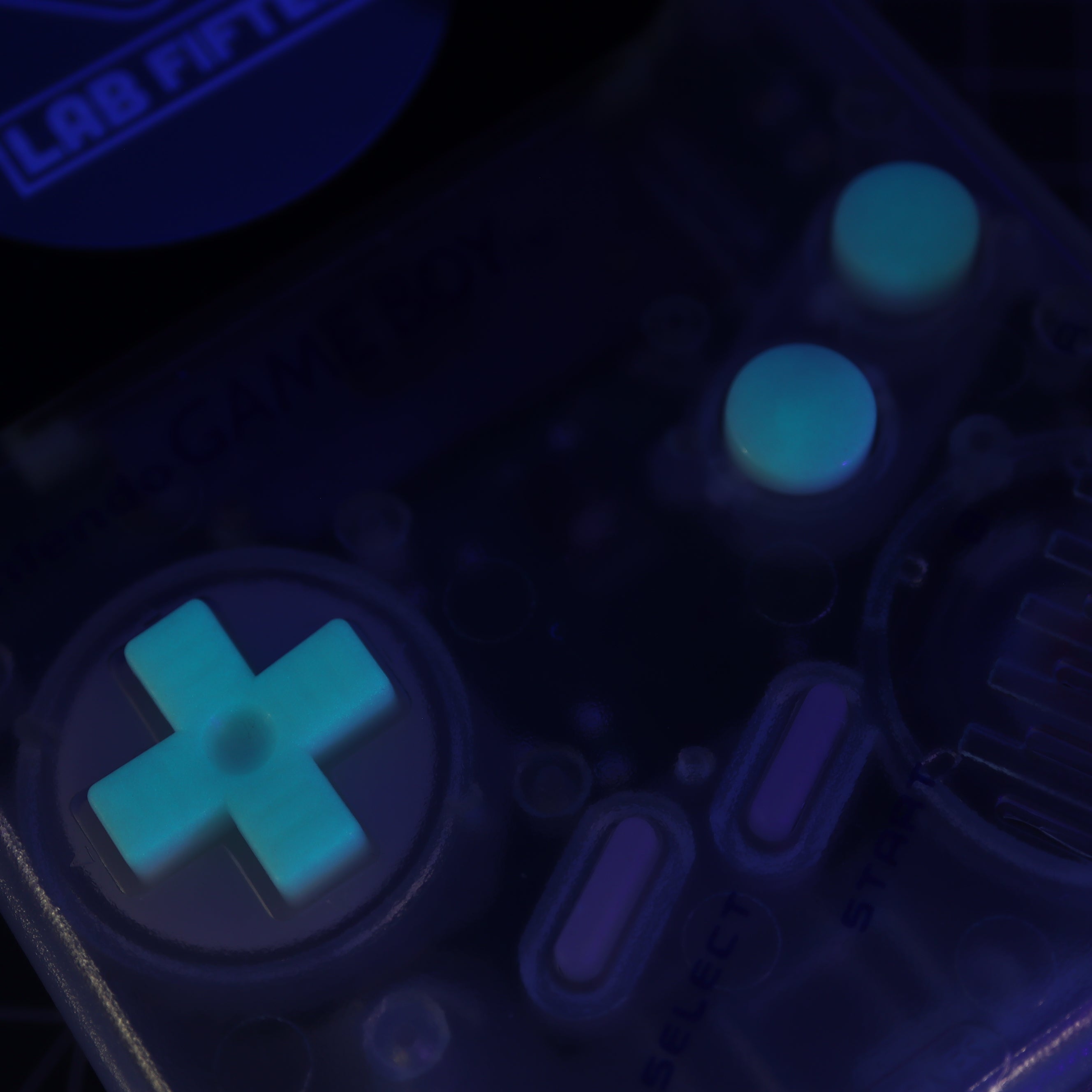 Hand cast resin buttons for Nintendo Game Boy Original DMG-01 (Game Boy Classic) - Glow in the dark aqua | Lab Fifteen Co