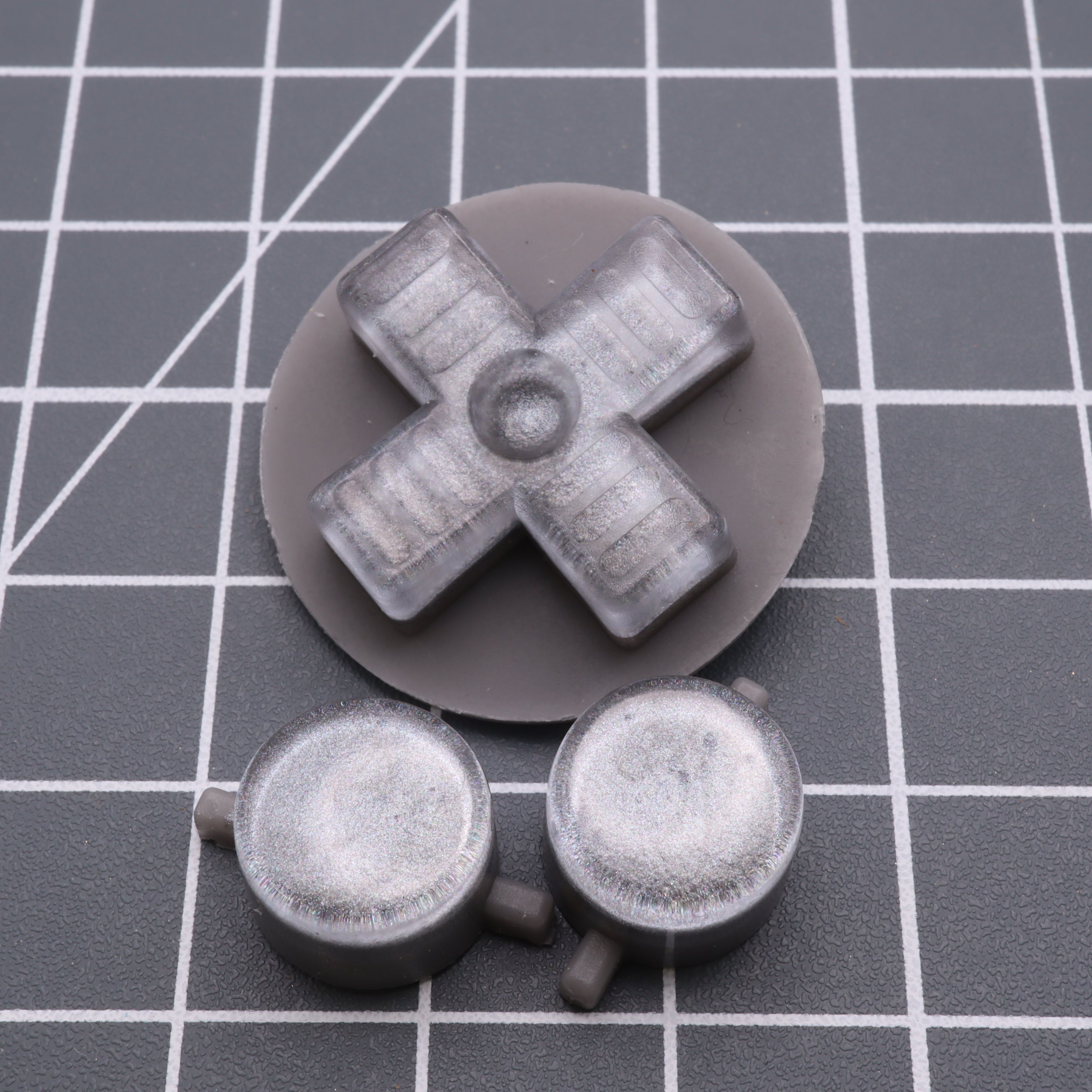 Hand cast resin buttons for Nintendo Game Boy Original DMG-01 (Game Boy Classic) - Metallic silver | Lab Fifteen Co