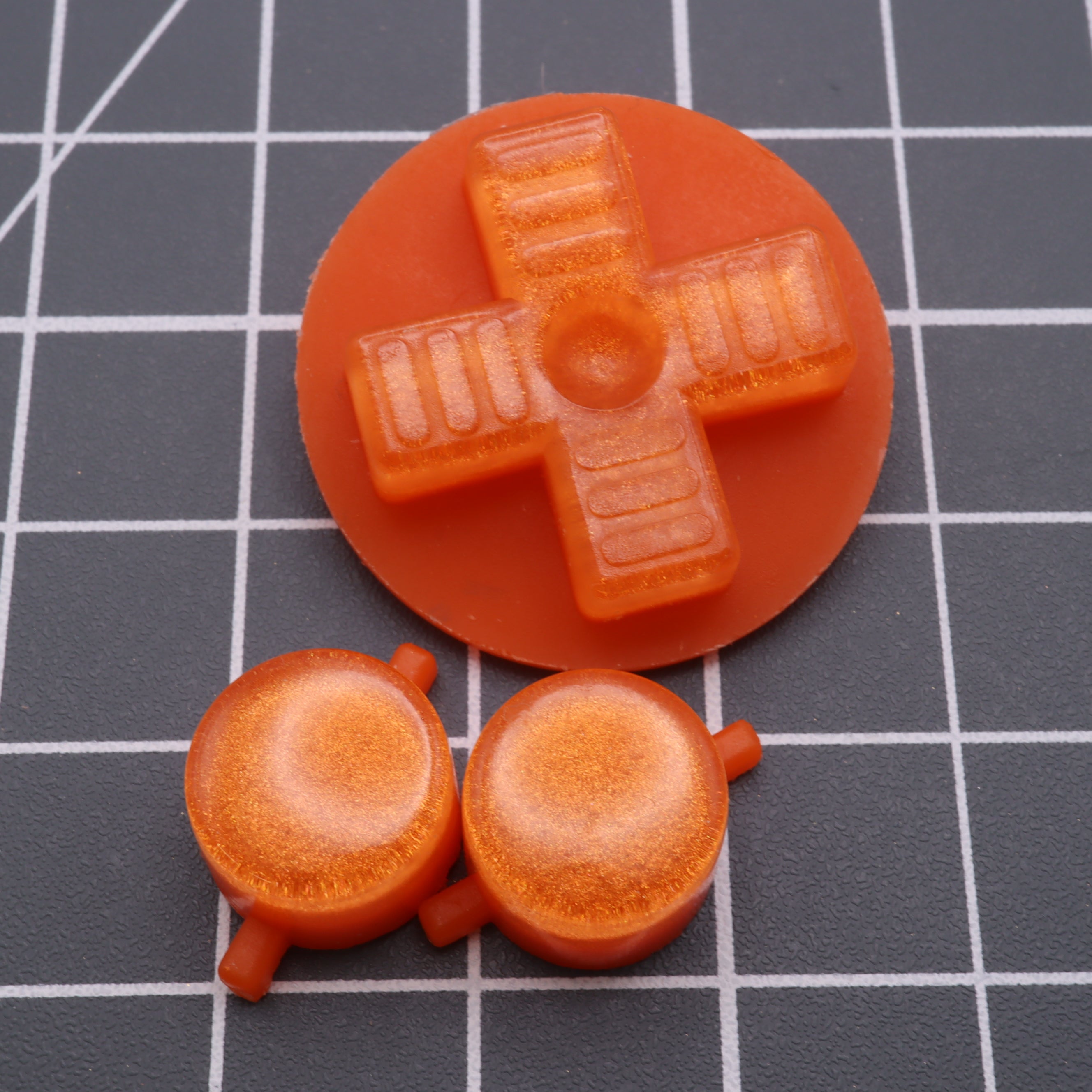 Hand cast resin buttons for Nintendo Game Boy Original DMG-01 (Game Boy Classic) - Orange candy | Lab Fifteen Co