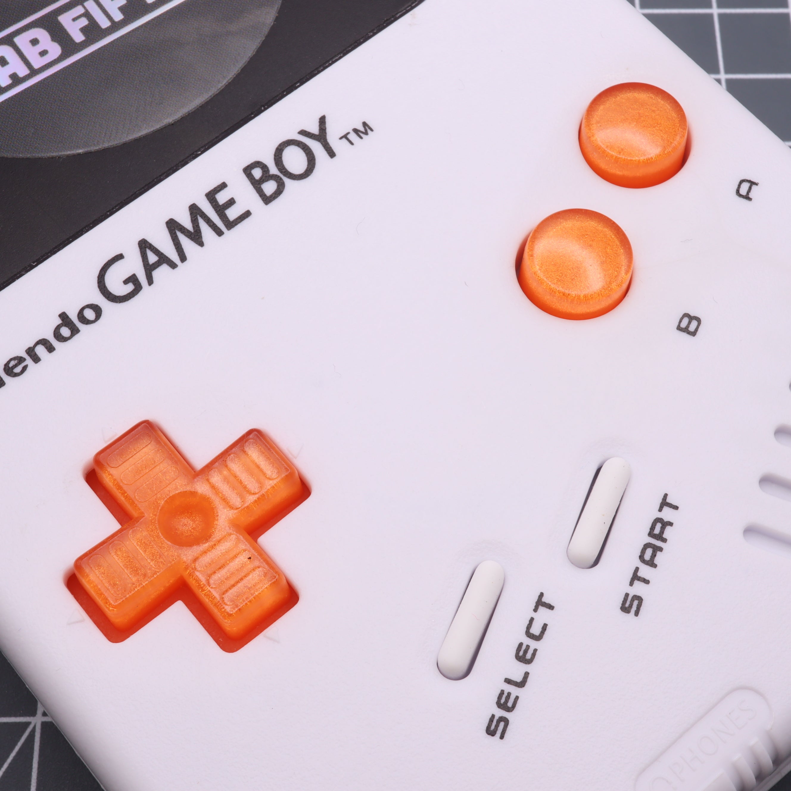 Hand cast resin buttons for Nintendo Game Boy Original DMG-01 (Game Boy Classic) - Orange candy | Lab Fifteen Co