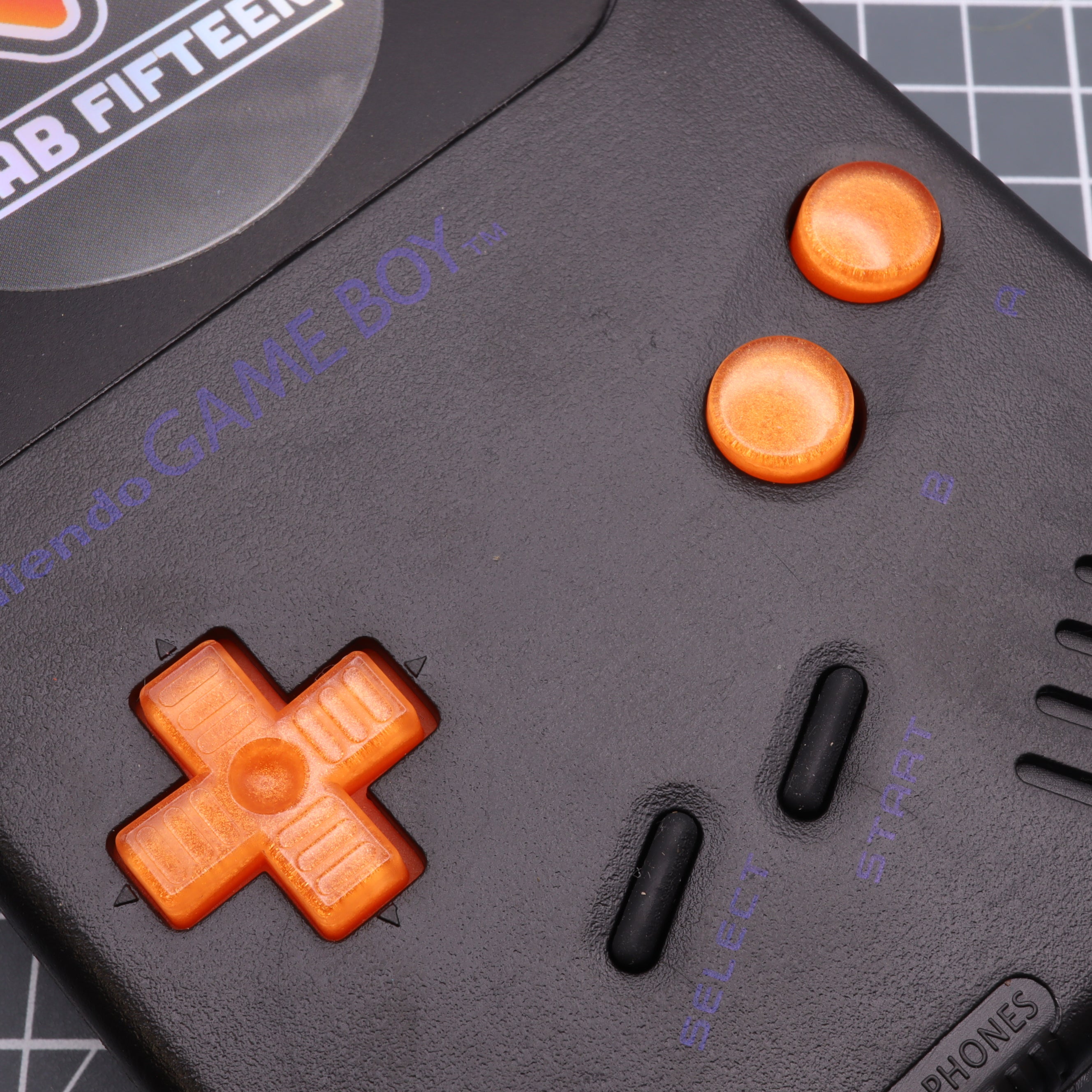 Hand cast resin buttons for Nintendo Game Boy Original DMG-01 (Game Boy Classic) - Orange candy | Lab Fifteen Co