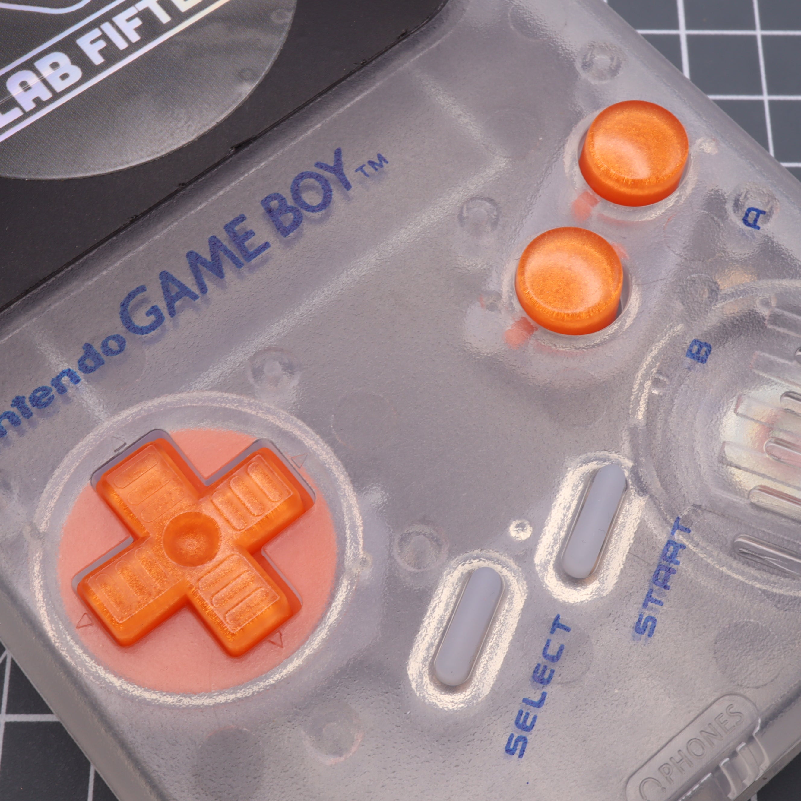 Hand cast resin buttons for Nintendo Game Boy Original DMG-01 (Game Boy Classic) - Orange candy | Lab Fifteen Co