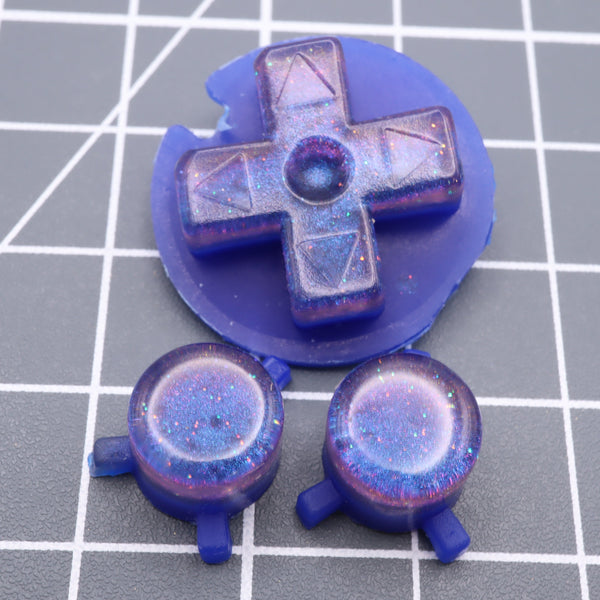 Hand cast custom resin buttons for Nintendo Game Boy Pocket MGB-001 GBP - Cosmic blue | Lab Fifteen Co