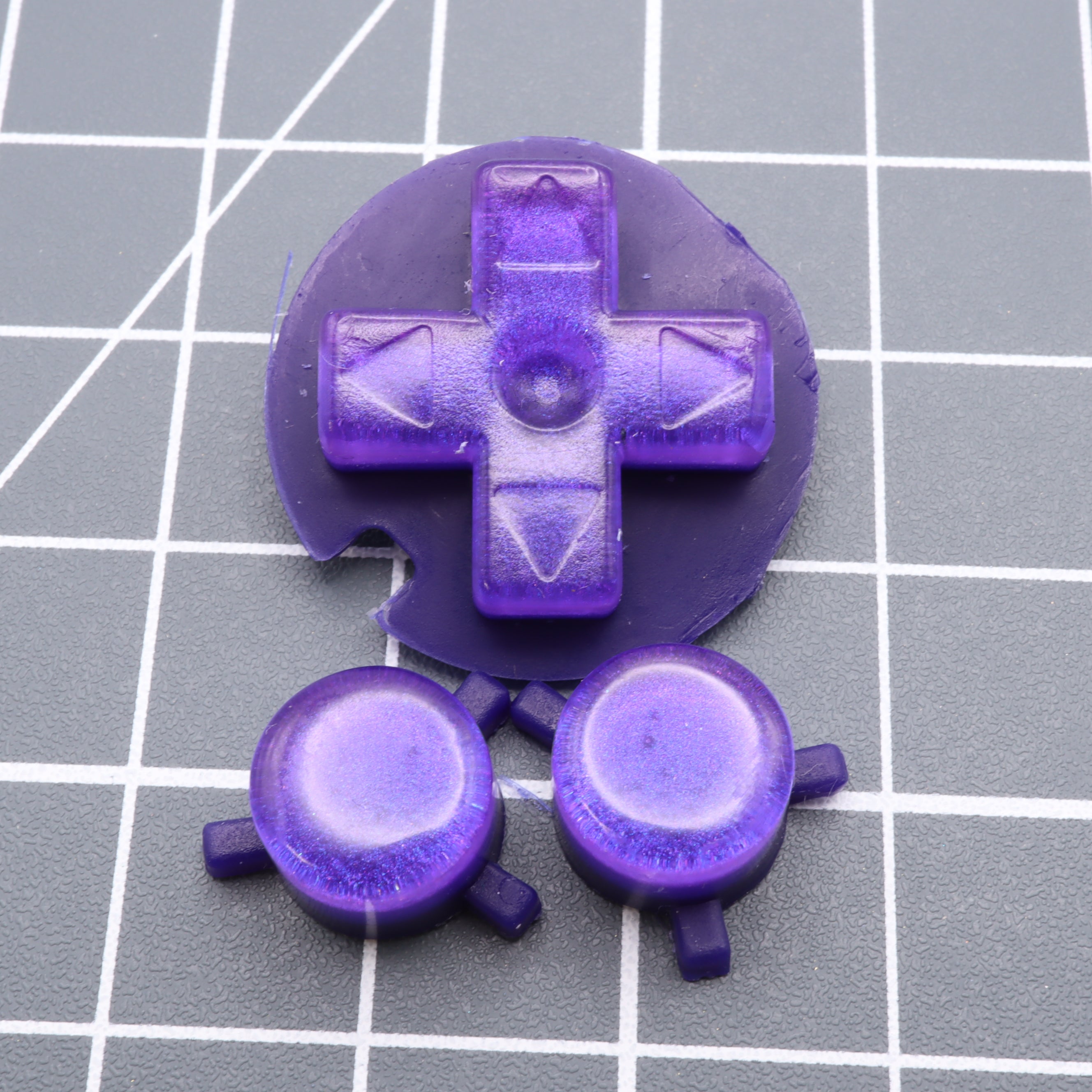 Hand cast custom resin buttons for Nintendo Game Boy Pocket MGB-001 GBP - Grape Candy | Lab Fifteen Co