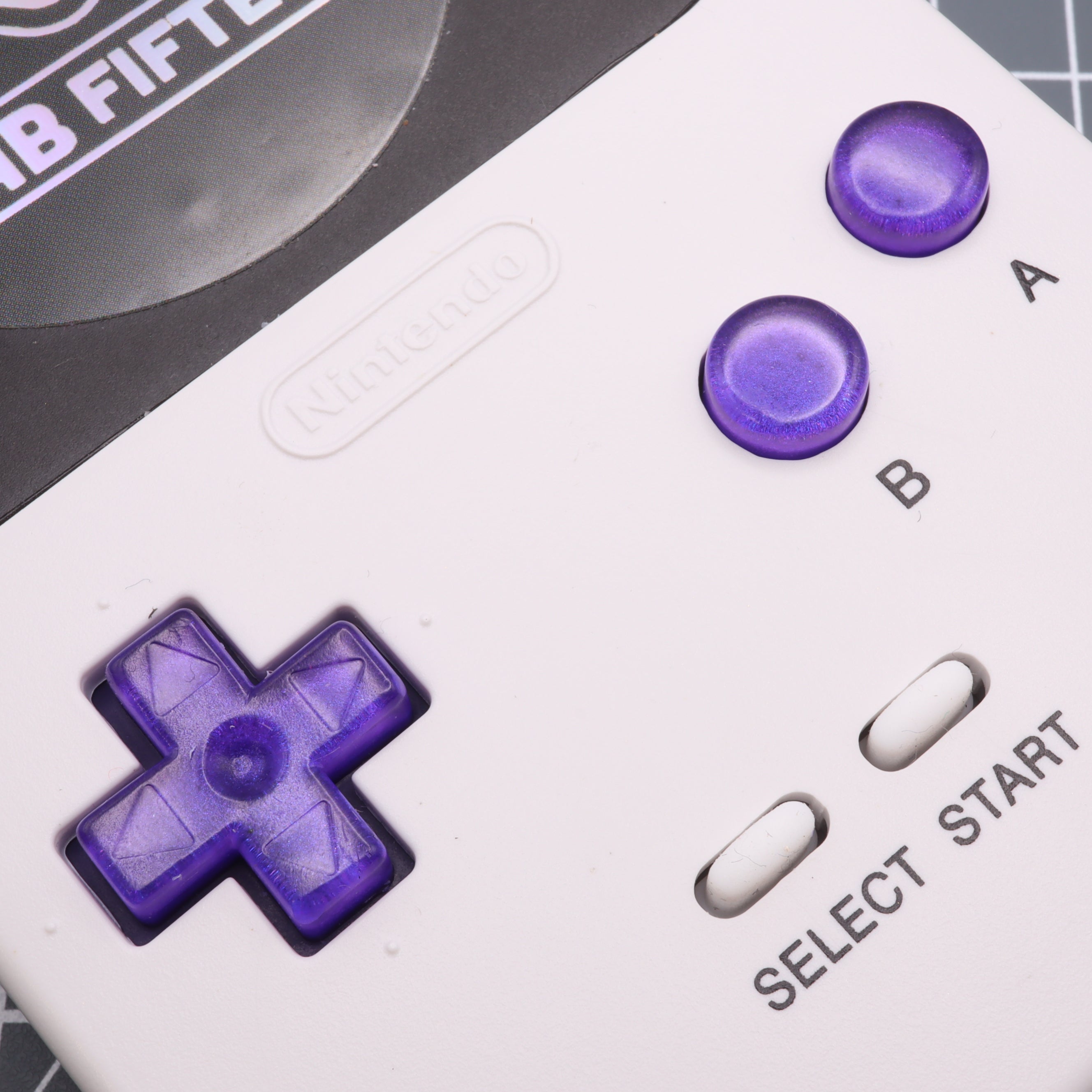 Hand cast custom resin buttons for Nintendo Game Boy Pocket MGB-001 GBP - Grape Candy | Lab Fifteen Co