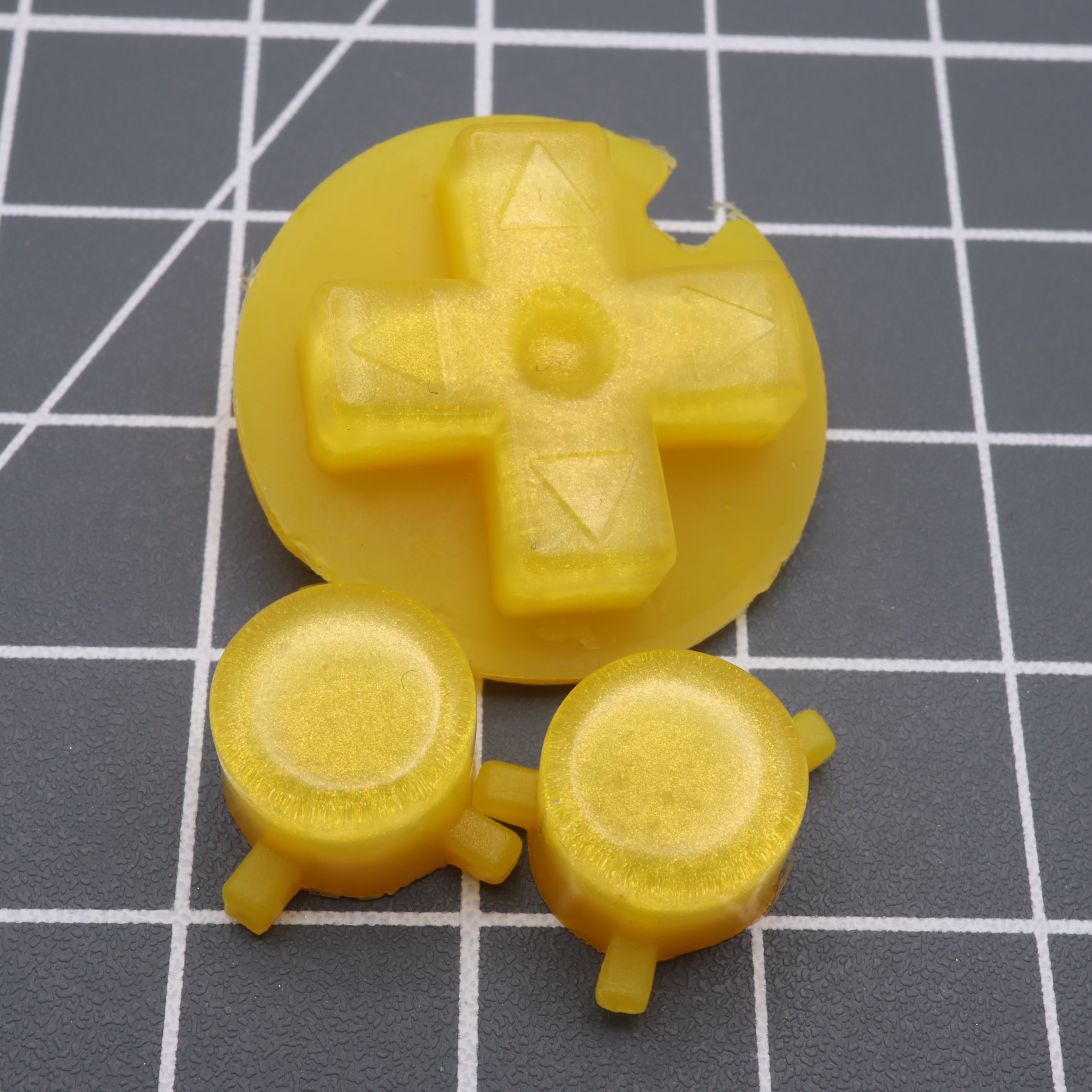 Hand cast custom resin buttons for Nintendo Game Boy Pocket MGB-001 GBP - Lemon Candy | Lab Fifteen Co